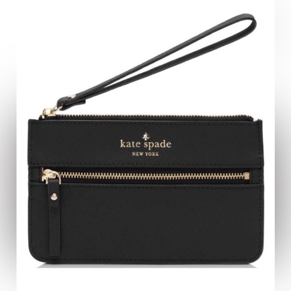 kate spade Handbags - Kate Spade Bee Mika’s Pond Black Saffiano Leather Wristlet/Wallet